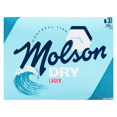 Molson Dry Lager Beer 5.5% Alcohol 30 x 355 ml (cans)
