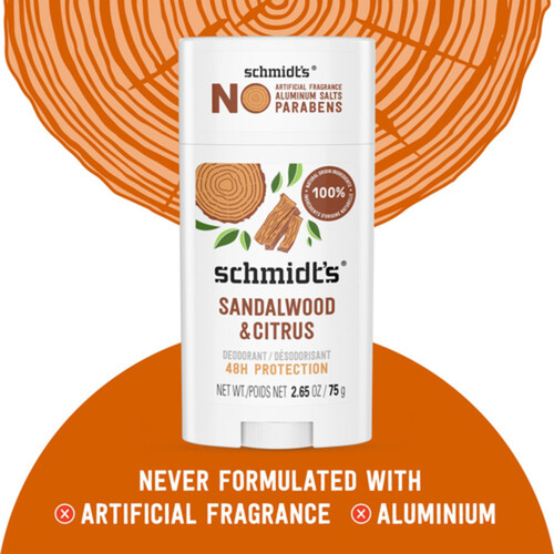 Schmidt's Natural Origin Deodorant Citrus & Sandalwood 48 Hour Protection 75 g