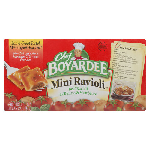 Chef Boyardee Mini Ravioli Beef 8 Cans x 425 g