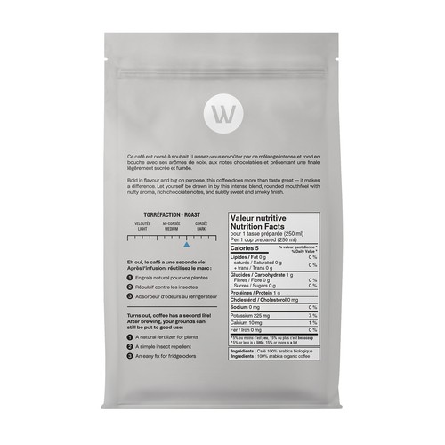 William Organic Whole Bean Coffee Dark Roast 340 g