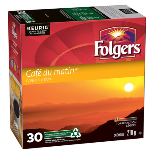 Folgers Coffee Pods Morning Cafe Light Roast 30 K-Cups 210 g