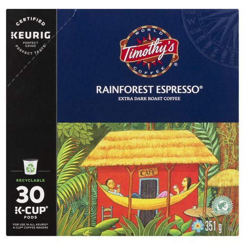 Timothy's Coffee Pods Rainforest Espresso Extra Dark Roast 30 K-Cups 351 g