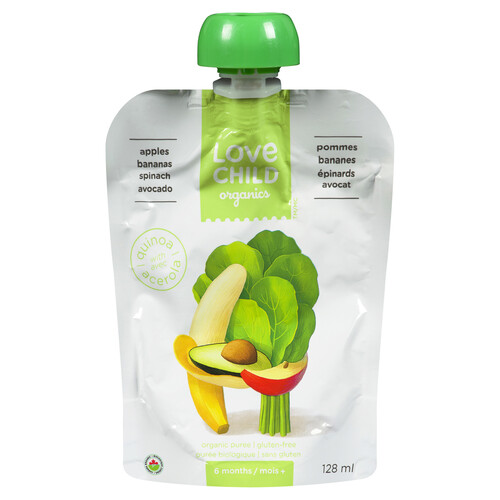 Love Child Organics Baby Food Apple, Banana, Spinach & Avocado 128 ml