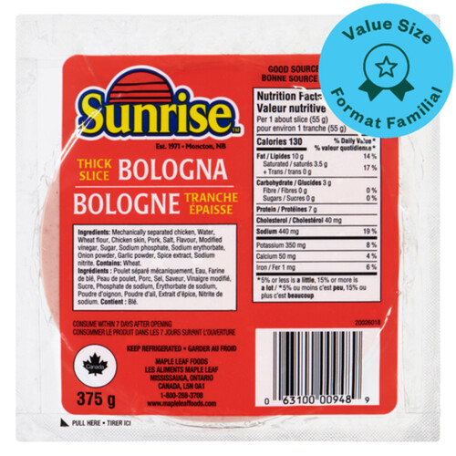 Sunrise Thick Sliced Bologna 375 g