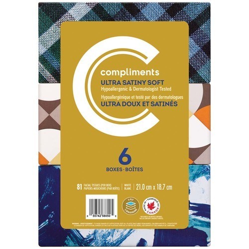 Compliments Facial Tissue 3-Ply 6 Boxes x 81 Sheets