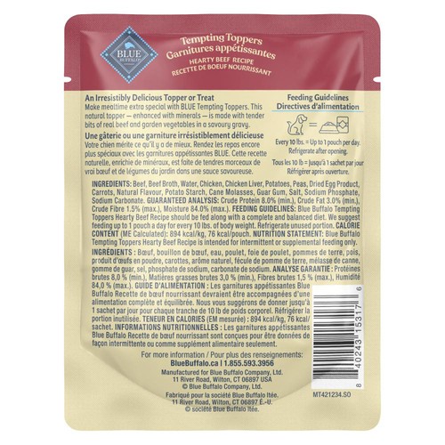 Blue Buffalo Tempting Toppers Dry Dog Food Hearty Beef Recipe 85 g