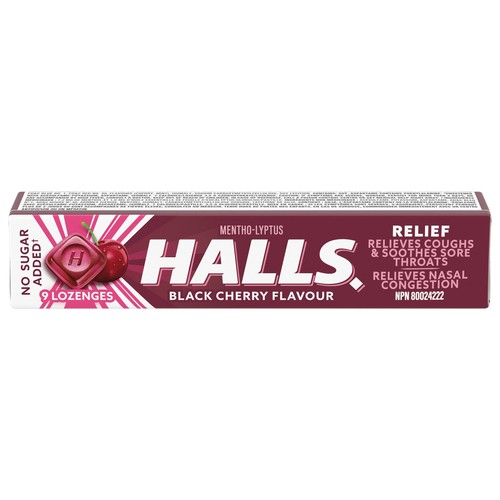 Halls Mentho-Lyptus No Sugar Added Cough Drops Lozenges Black Cherry 9 Count