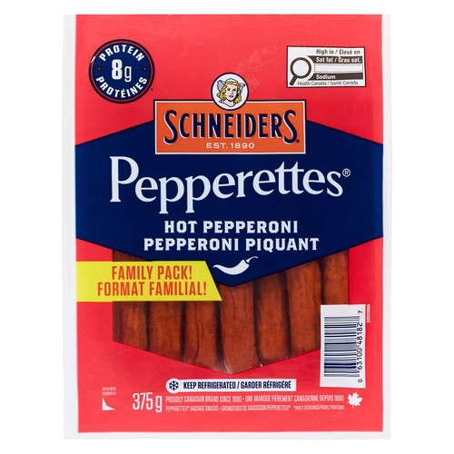 Schneiders Pepperettes Sausage Snacks Hot Pepperoni Family Pack 375 g