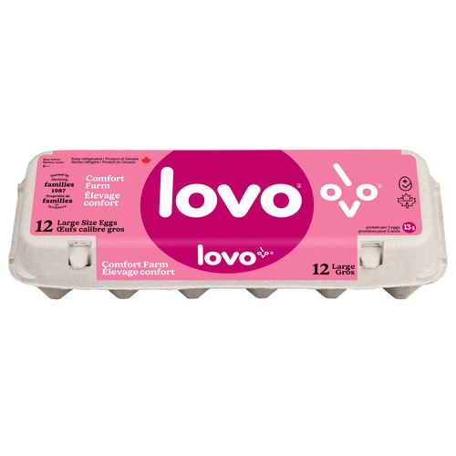 Lovo White Eggs Comfort Farm Large 12 Count