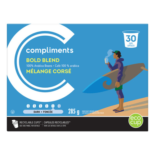 Compliments Coffee Pods Bold Blend Dark Roast 30 Cups 285 g