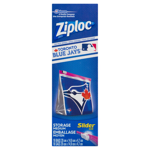 Ziploc Slider Storage Bags Medium Toronto Blue Jays 16 Bags