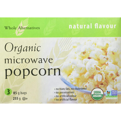 Whole Alternatives Organic Microwave Natural Popcorn 3 x 85 g