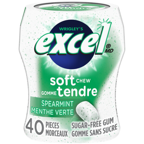 Excel Spearmint Sugar Free Soft Chew Gum 40 Pieces 1 Bottle