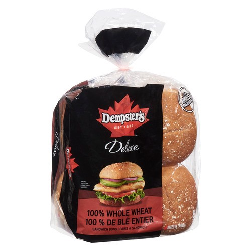 Dempster's Hamburger Buns Whole Wheat 8 Pack 624 g