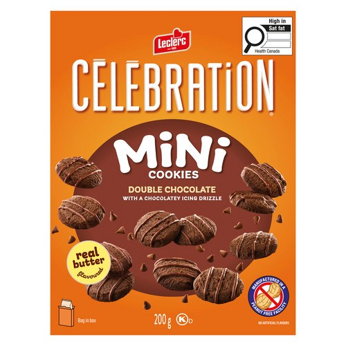 Leclerc Celebration Peanut-Free Mini Cookies Double Chocolate 200 g