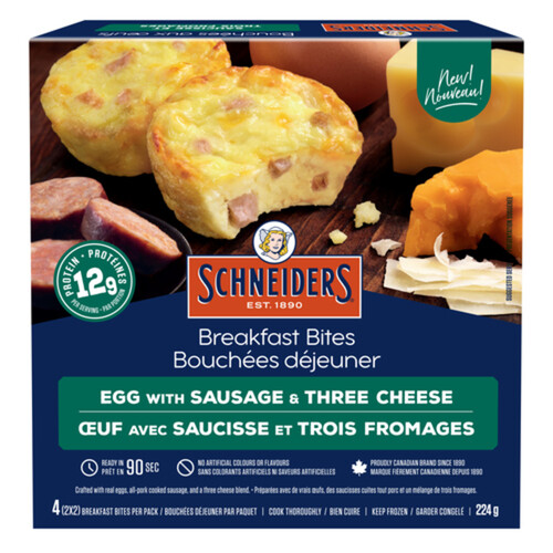 Schneiders Frozen Breakfast Bites Egg With Sausage And Three Cheese 224 g