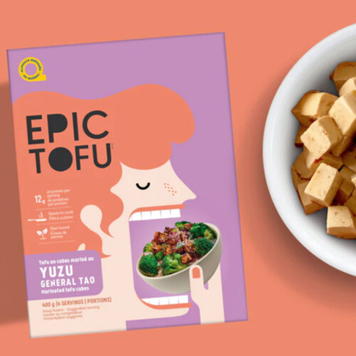 Epic Tofu Frozen Marinated Tofu Cubes Yuzu General Tao 400 g