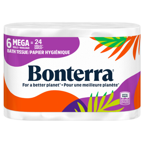 Bonterra Bathroom Tissue 3-Ply 6 Mega Rolls x 275 Sheets