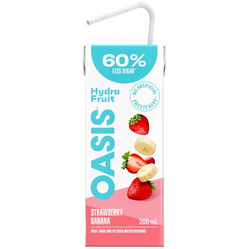 Oasis HydraFruit Juice Boxes Strawberry Banana 8 x 200 ml