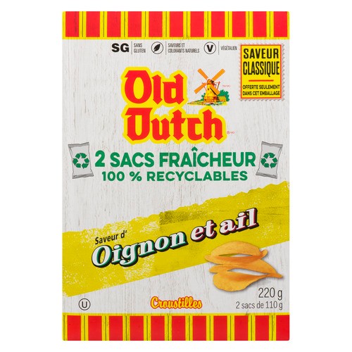 Old Dutch Gluten-Free Potato Chips Onion & Garlic 220 g