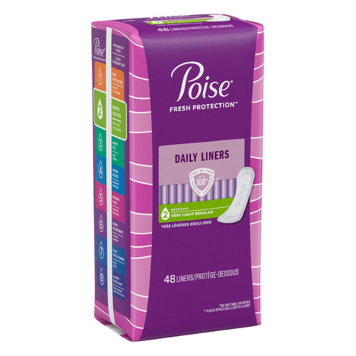 Poise Very Light Absorption Panty Liners Regular length 48 Count