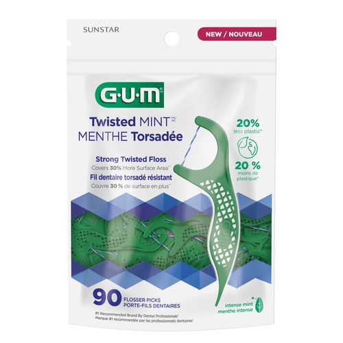 GUM Flosser Picks Twisted Mint 90 Count