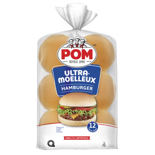 POM Moisture Hamburger Buns 12 Count