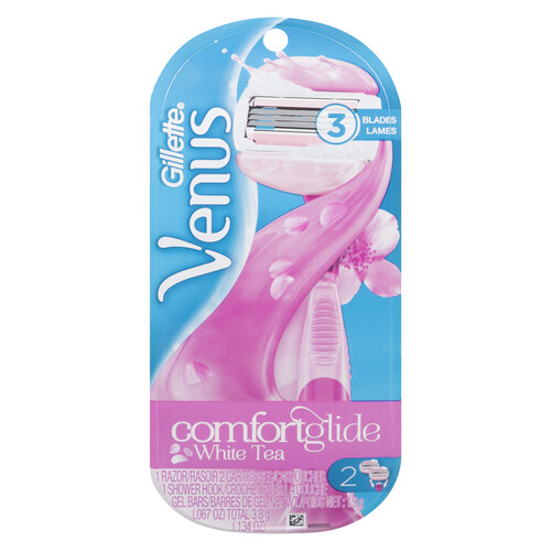 Gillette Venus Comfortglide Razor Handle With 2 Blades And Shower Hook 