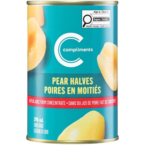 Compliments Canned Pear Halves In Juice 398 ml