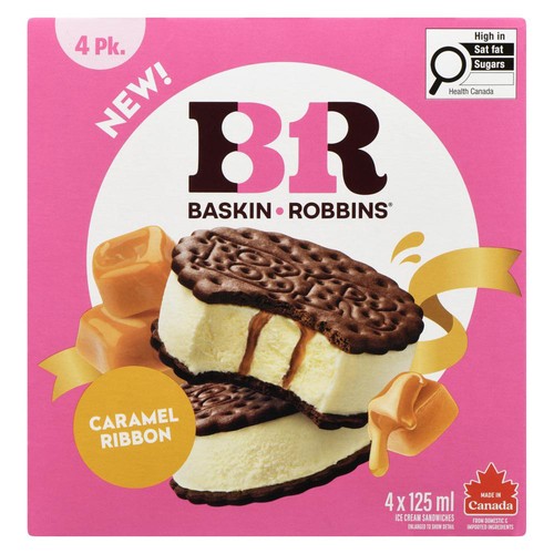 Baskin Robbins Ice Cream Sandwiches Caramel Ribbon 4 x 125 ml