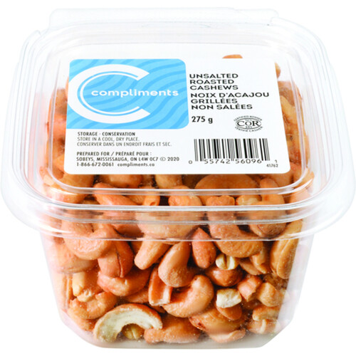 Compliments Unsalted Cashews Roasted 275 g
