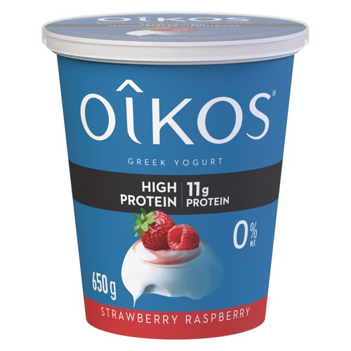 Oikos Greek Yogurt Blended High Protein Strawberry-Raspberry 650 g