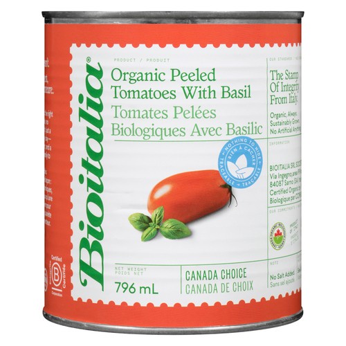 Bioitalia Organic Peeled Tomatoes With Basil 796 ml