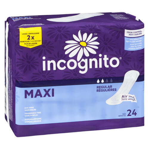 Incognito Maxi Pads Regular 24 Count