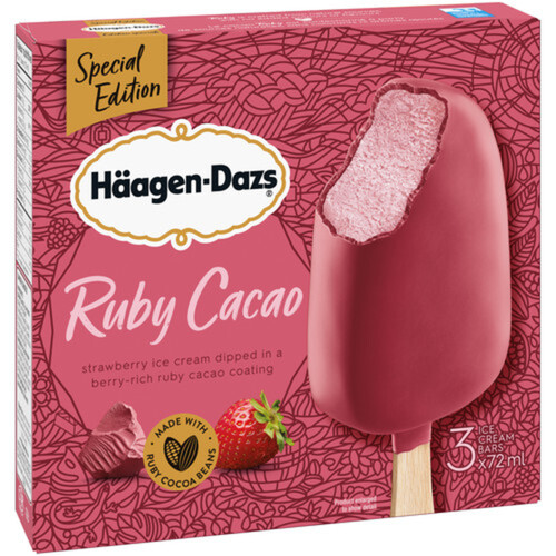 Häagen-Dazs Ice Cream Bars Strawberry Ruby Cacao 3 x 72 ml
