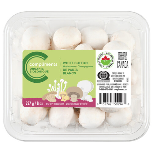Compliments Organic Mushrooms White Button 227 g