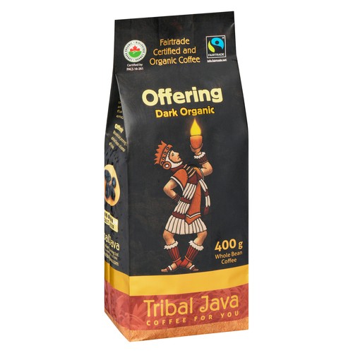 Tribal Java Offering Coffee Dark Whole Bean Organic Coffee 400 g