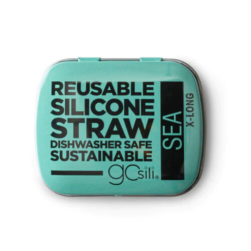 Silikids Reusable Silicone Straw With Storage Tin Mint 1 EA