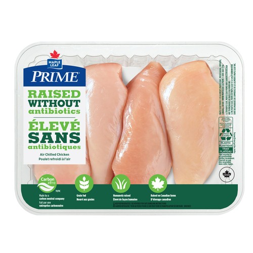 Prime Chicken Breasts Boneless Skinless Raised Without Antibiotics 4 Pieces