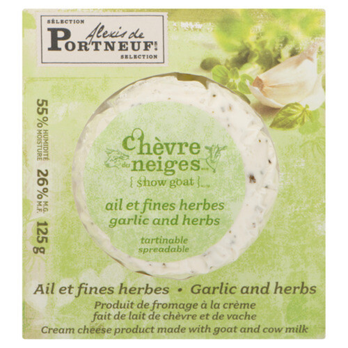 Alexis de Portneuf Cream Cheese With Goat And Cow Milk Garlic & Herbs 125 g