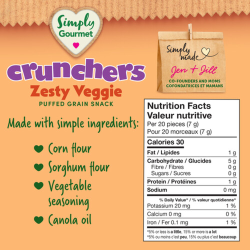 Simply Gourmet Crunchers Baby Snack Zesty Veggie 32 g