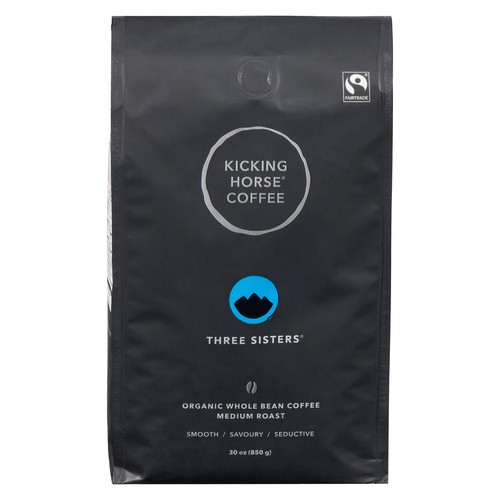 Kicking Horse Coffee Organic Whole Bean Coffee Three Sisters Medium Roast 850 g