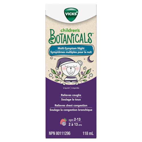 Vicks Children's Botanicals Multi-Symptom Night Relieves Cough Liquid 118 ml