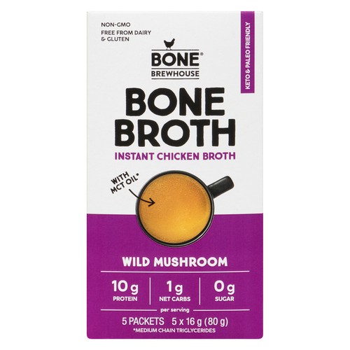 Bone Brewhouse Instant Bone Broth Wild Mushroom 5 Pack 16 g