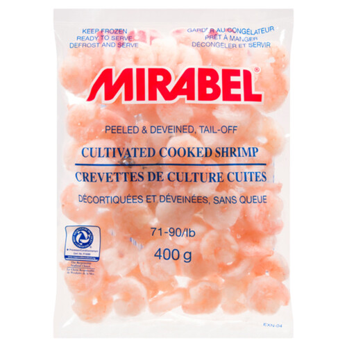 Mirabel Frozen Cooked Tail Off 71-90 Count Shrimp 400 g