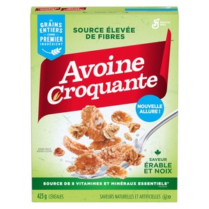 Avoine Croquante Céréales saveur erable et noix riche en fibres grains entiers 423 g