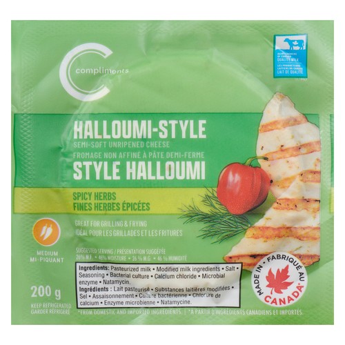 Compliments Semi-Soft Unripened Cheese Halloumi-Style Spicy Herbs 200 g