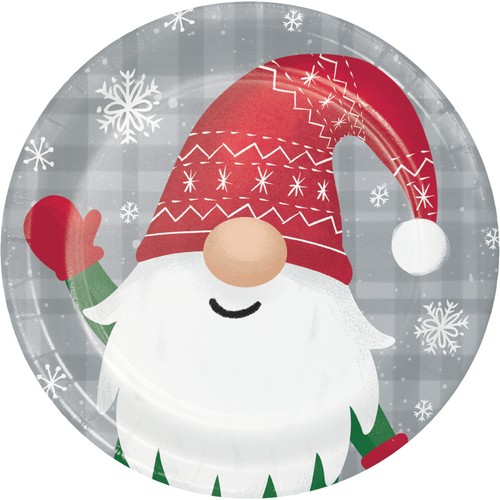 Creative Converting Lunch Plates Holiday Gnomes 7-Inch 8 Count