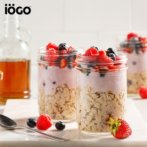 iÖGO 1% Yogurt Cups Creamy Strawberry Duos Banana Peach Raspberry Vanilla 16 x 100 g