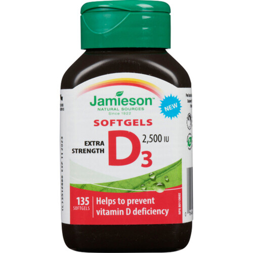 Jamieson Vitamin D3 2500 IU Softgels Extra Strength 135 Count 